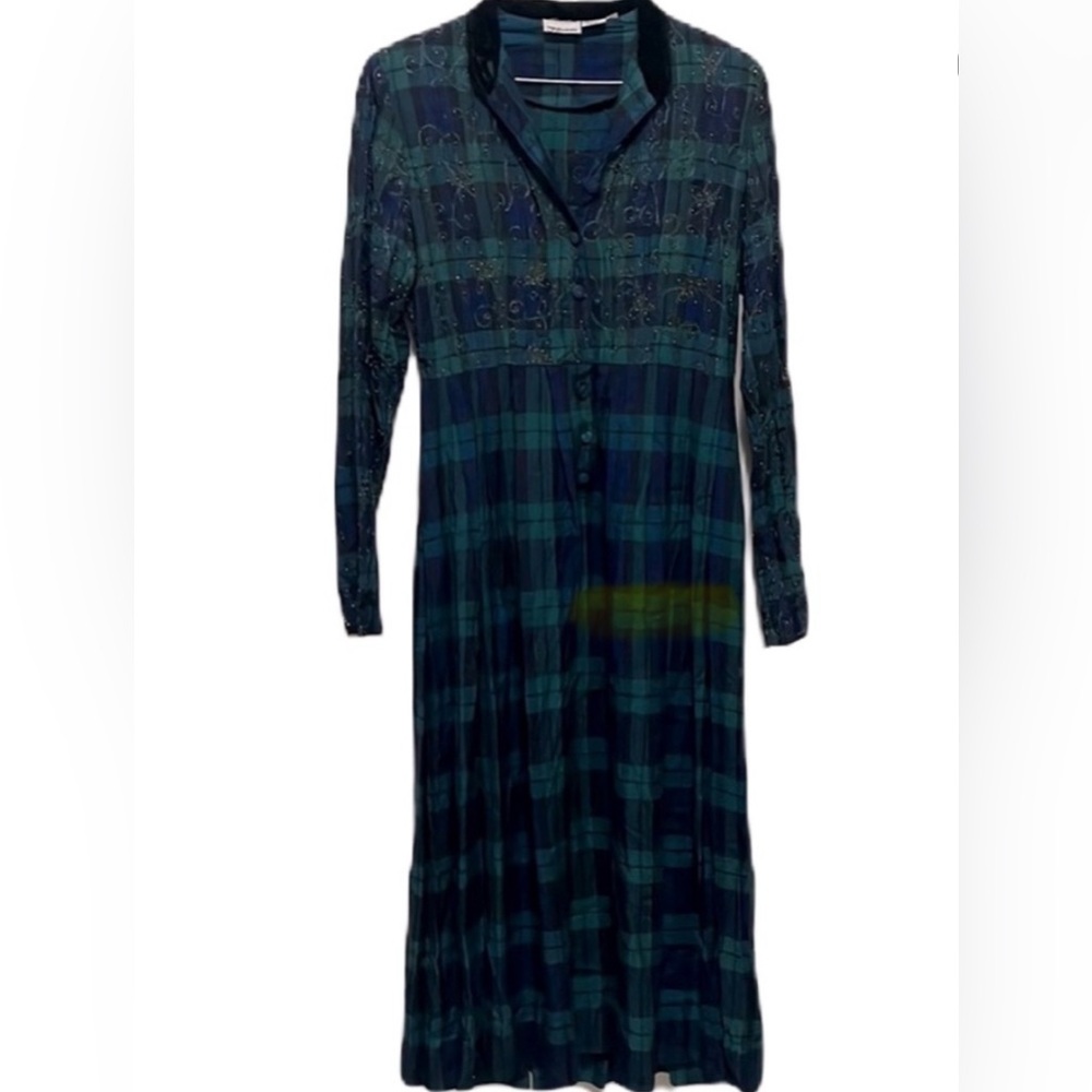 Women’s STYLEWORKS, Vintage, Plaid Maxi Dress, Blue/Green, Size 6 (runs small)